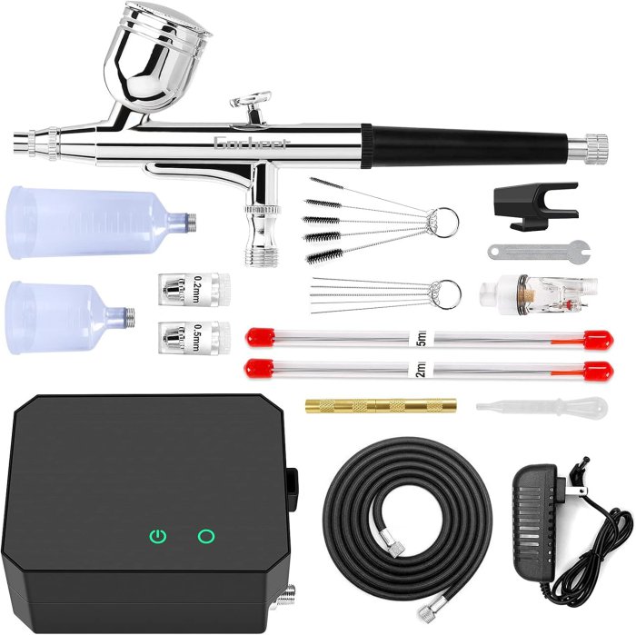 Gocheer Airbrush Kit with Compressor (0.2/0.3/0.5mm Nozzle)