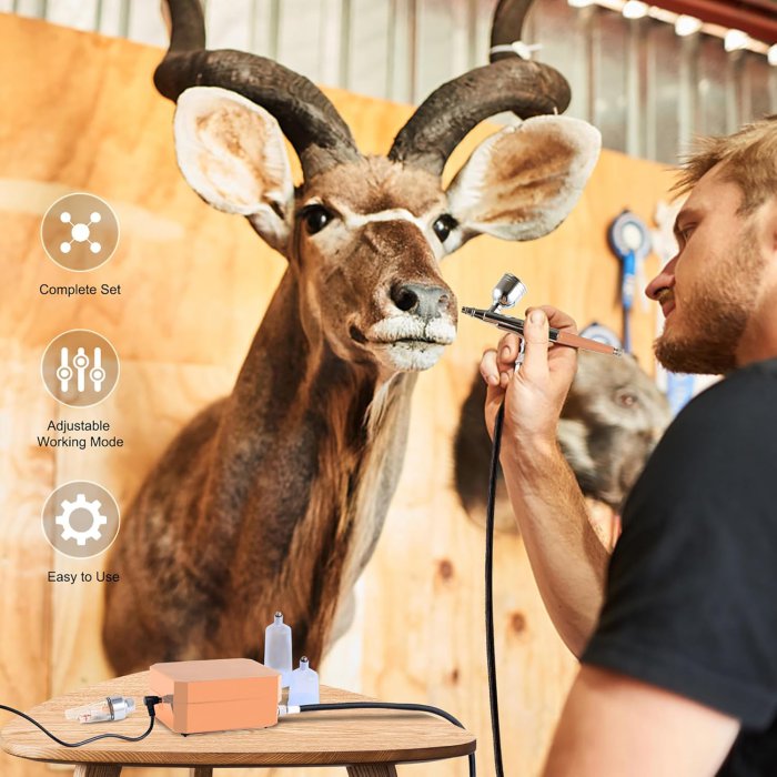 Gocheer Airbrush Kit with Compressor (Gold) (image 2)