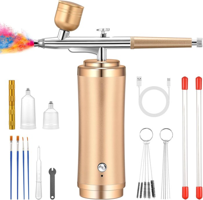 Gocheer Cordless Airbrush Kit - 48PSI Rechargeable Set with 0.2/0.3/0.5mm Nozzles